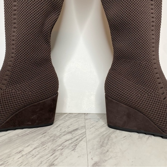 Eileen Fisher Kasana Brown Knit Wedge Heel Tall Boot 8 1/2 - Picture 9 of 15